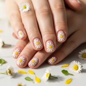 Simple Daisy Nails