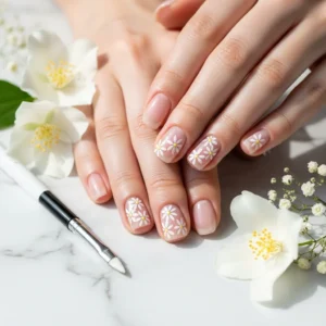 Simple White Flower Nails