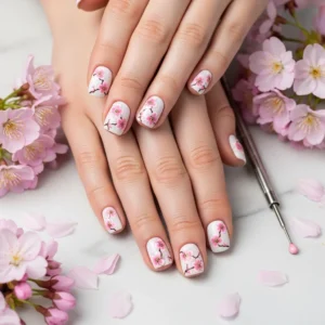 Spring Cherry Blossom Nails