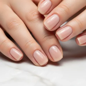 short soft gel nails sheer beige design, natural looking gel manicure for beginners, simple nude nail ideas at home, classy short gel nails minimal design