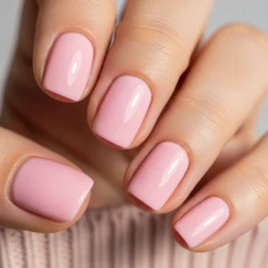 soft pastel pink short gel nails, baby pink manicure simple nail design at home, beginner friendly gel nail ideas short nails, natural glossy pink nails aesthetic