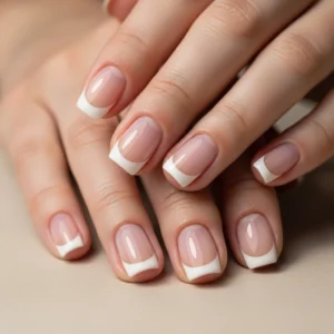 minimalist french tip short gel nails, soft white tip natural nail design at home, modern french manicure short nails, simple elegant gel nail ideas beginners